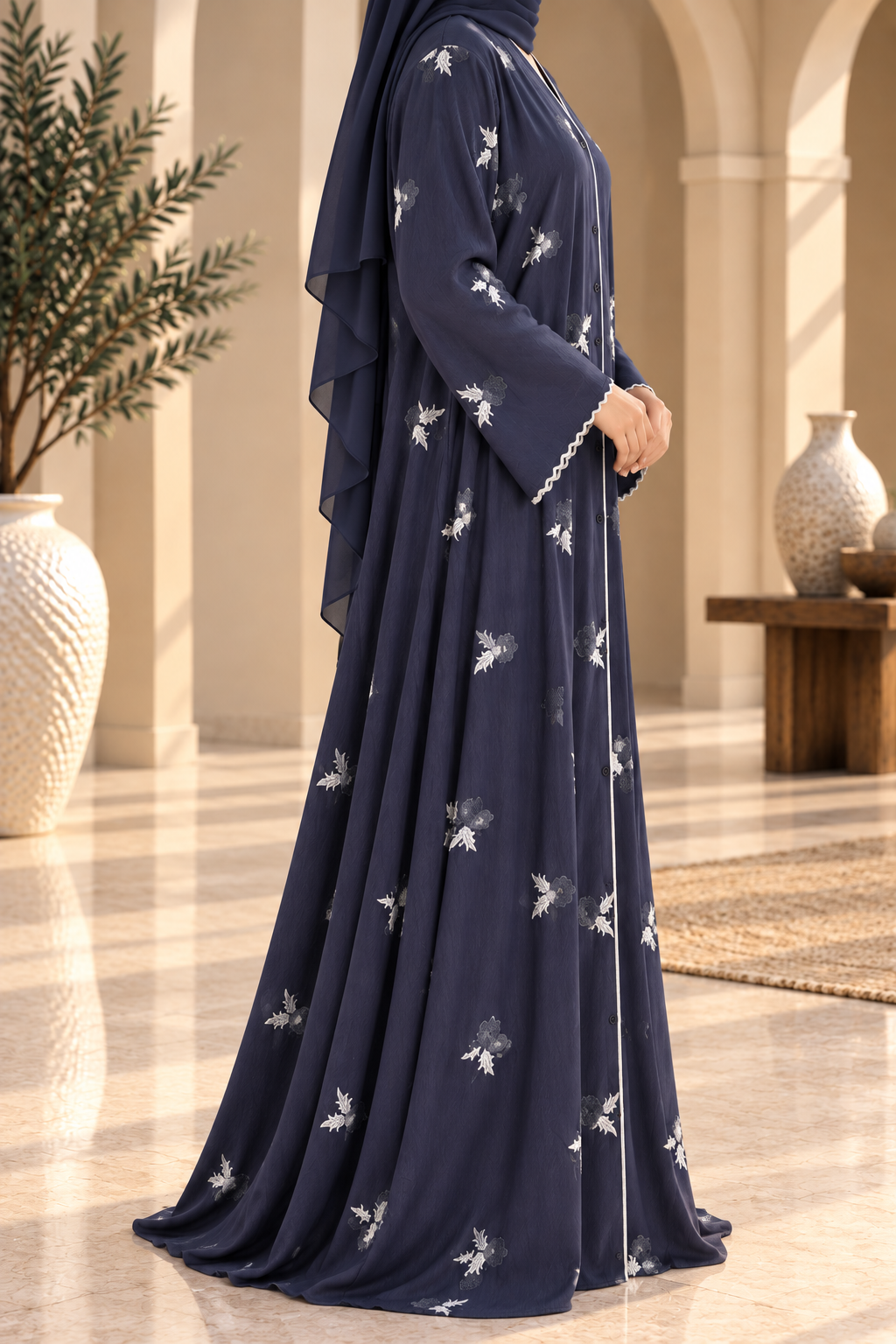 Rosebud Stitch Abaya
