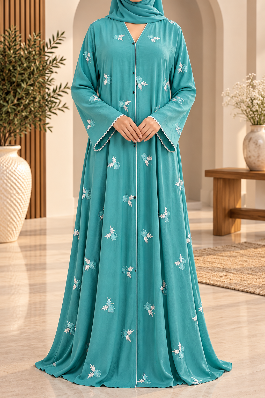 Rosebud Stitch Abaya