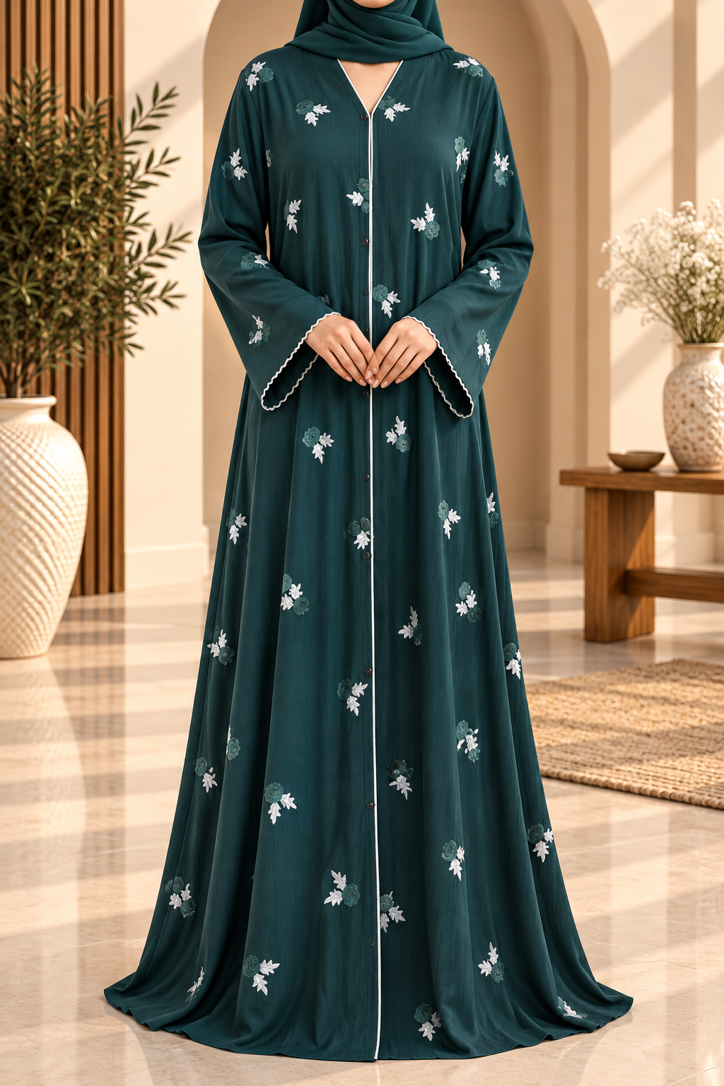 Rosebud Stitch Abaya