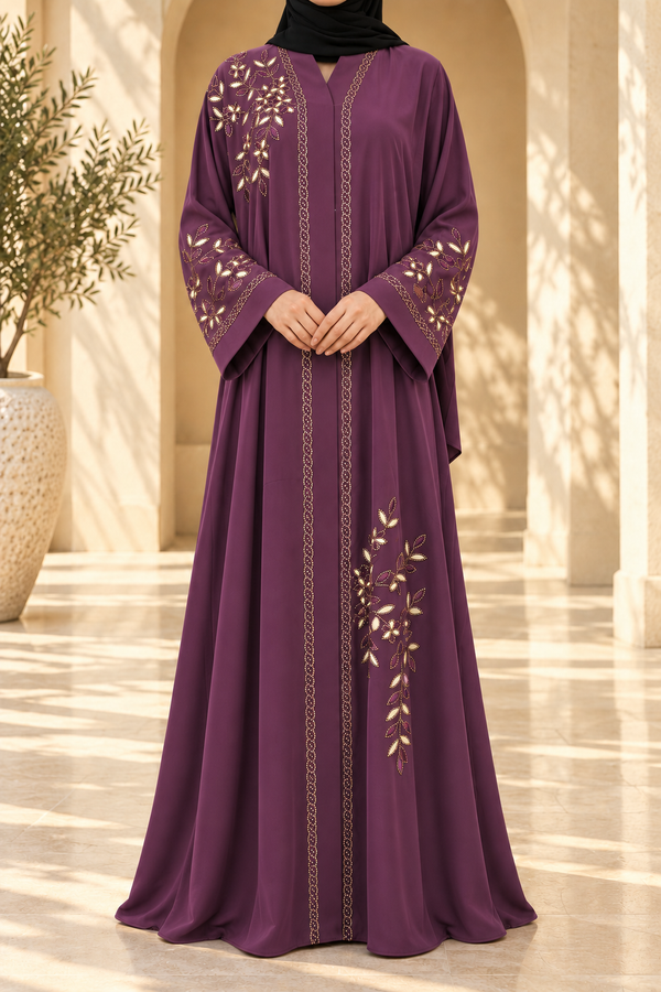 Mulberry Bloom Embellished Abaya