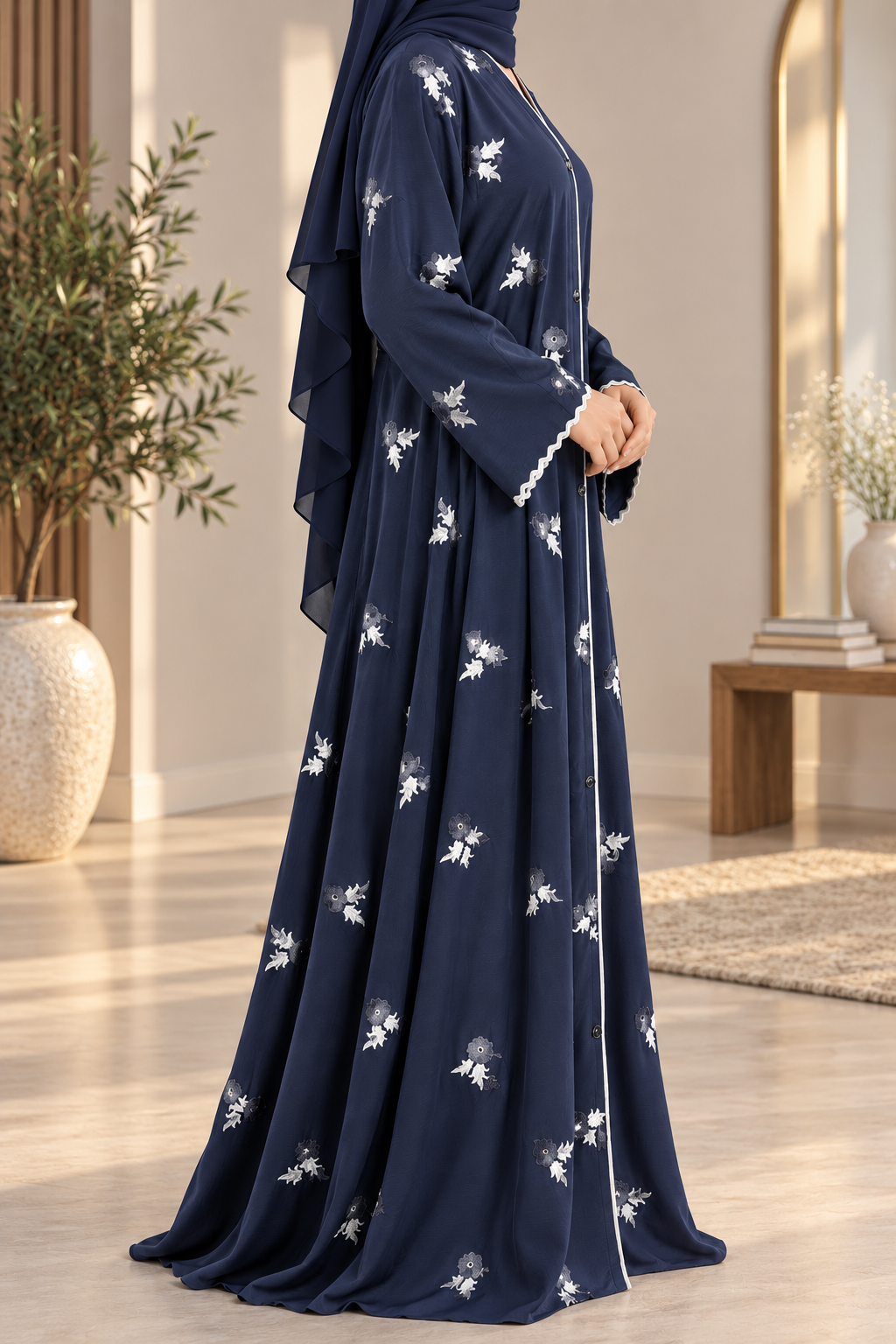 Rosebud Stitch Abaya