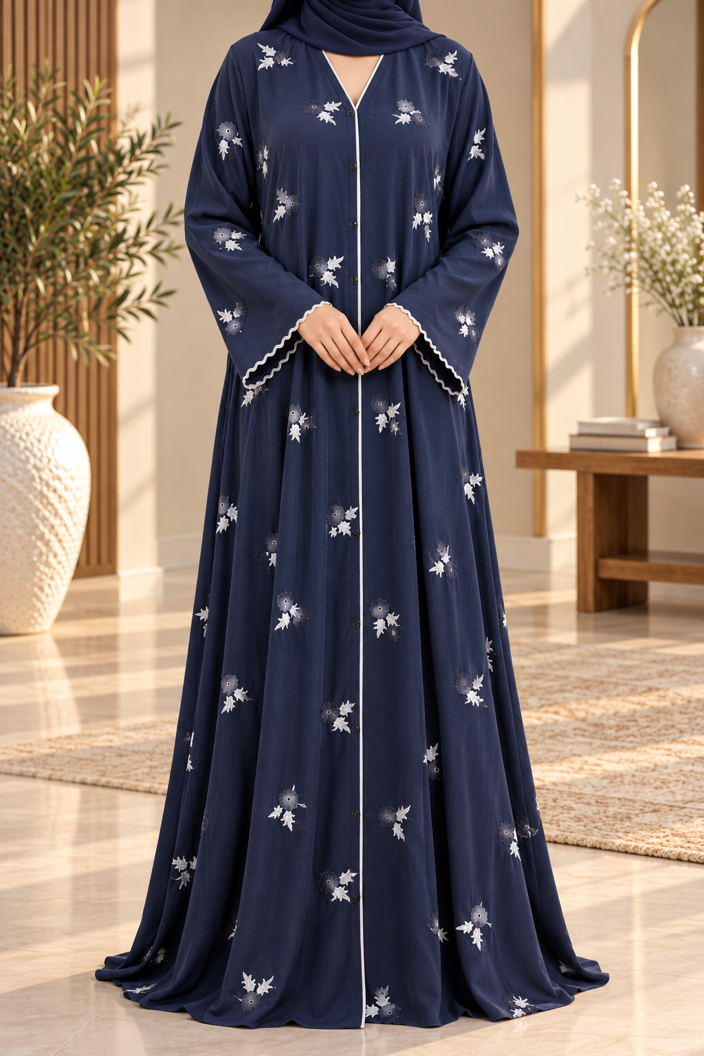 Rosebud Stitch Abaya