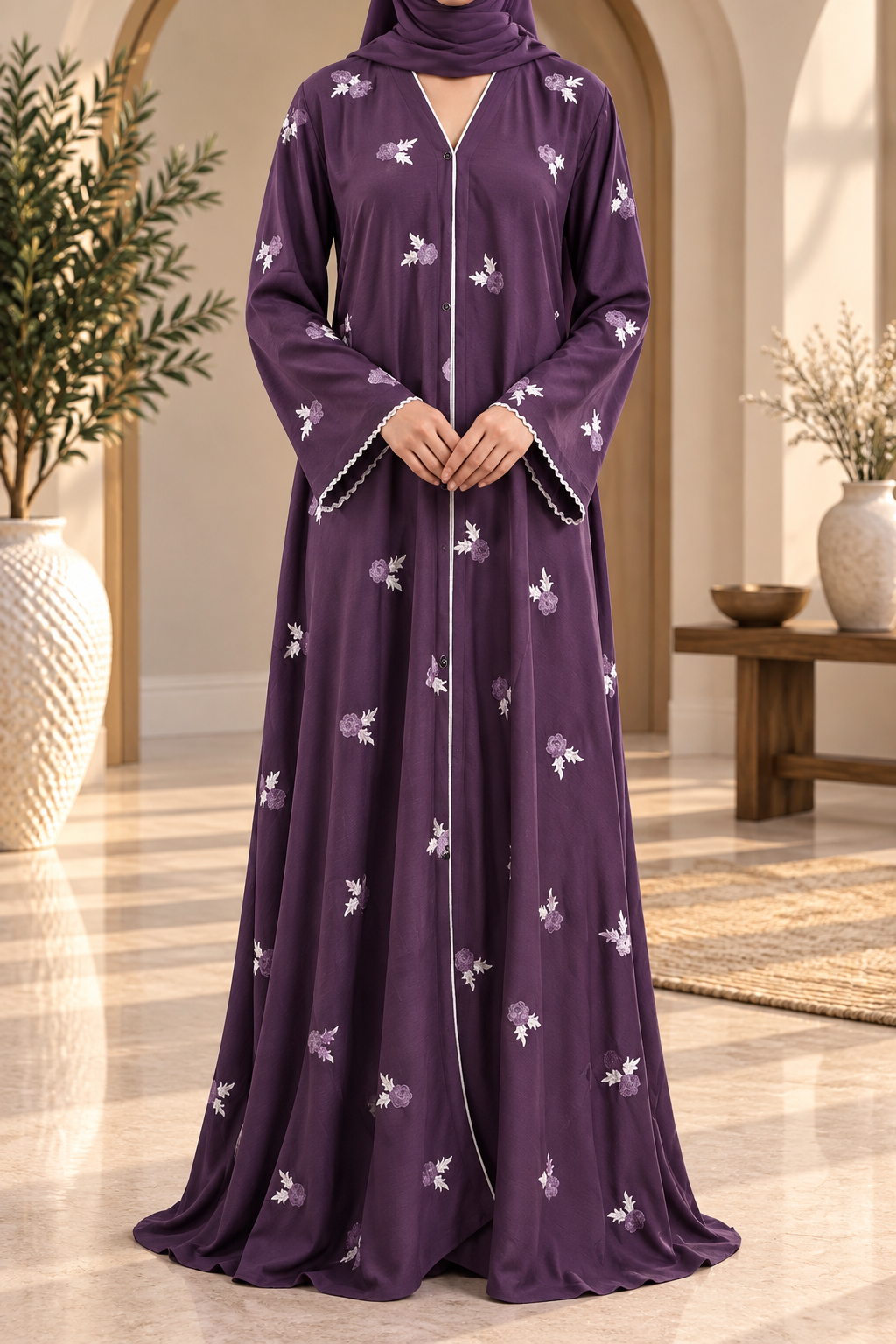 Rosebud Stitch Abaya