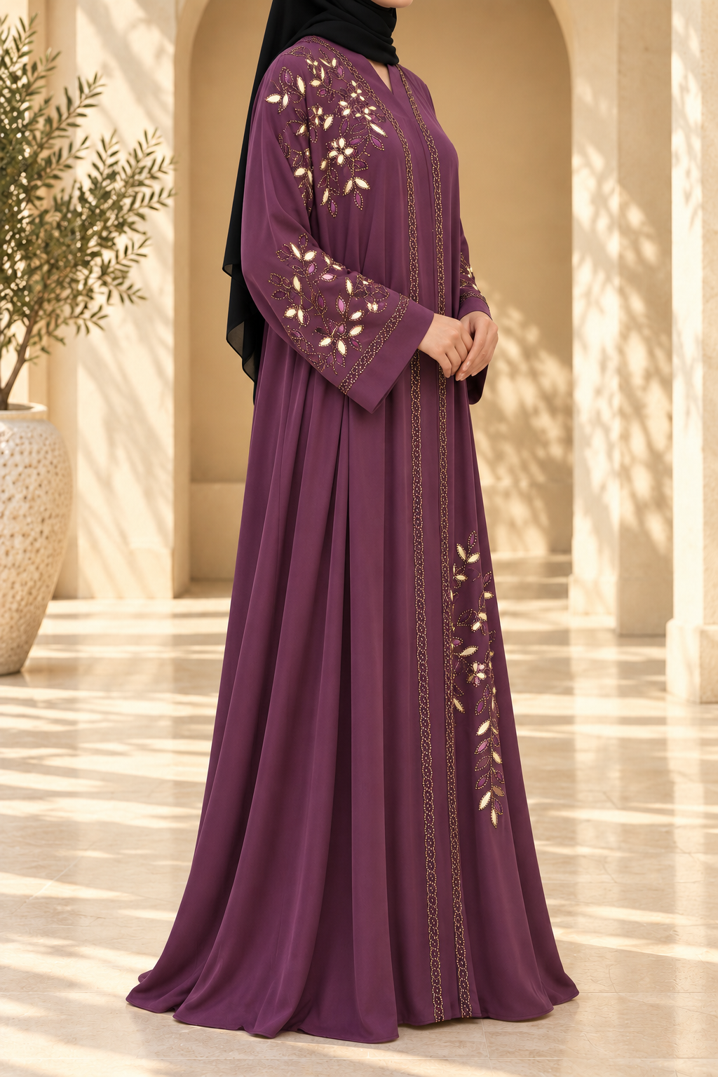 Mulberry Bloom Embellished Abaya